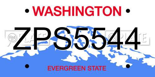 ZPS5544 Washington License Plate