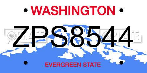 ZPS8544 Washington License Plate