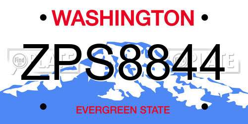 ZPS8844 Washington License Plate