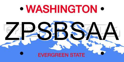 ZPSBSAA Washington License Plate