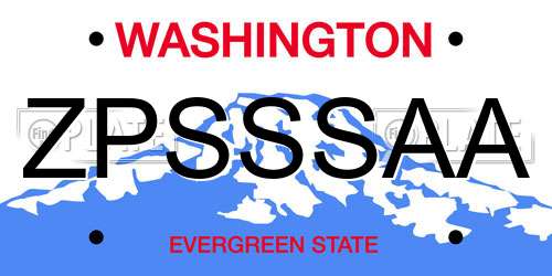 ZPSSSAA Washington License Plate
