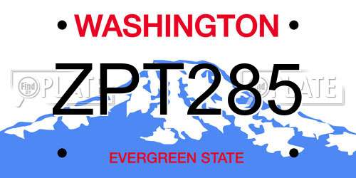 ZPT285 Washington License Plate