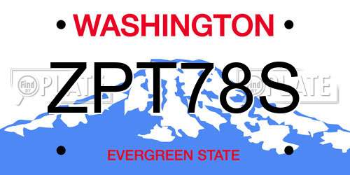 ZPT78S Washington License Plate