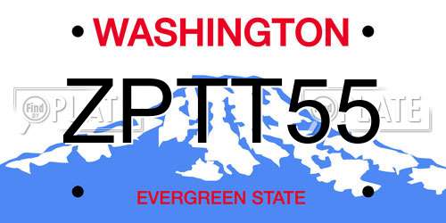 ZPTT55 Washington License Plate