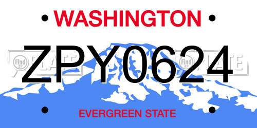 ZPY0624 Washington License Plate