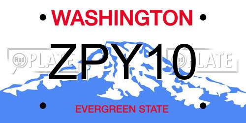 ZPY10 Washington License Plate