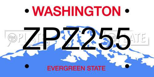 ZPZ255 Washington License Plate
