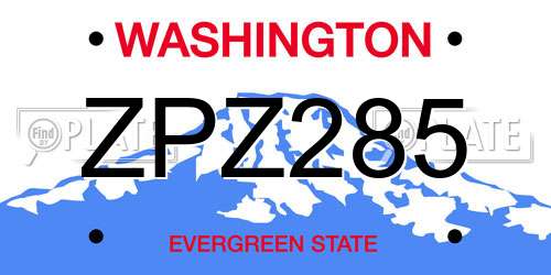 ZPZ285 Washington License Plate