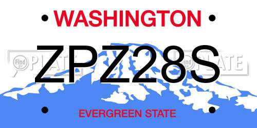 ZPZ28S Washington License Plate