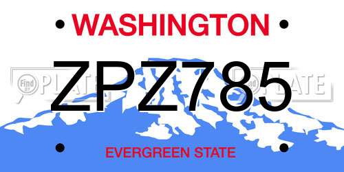 ZPZ785 Washington License Plate