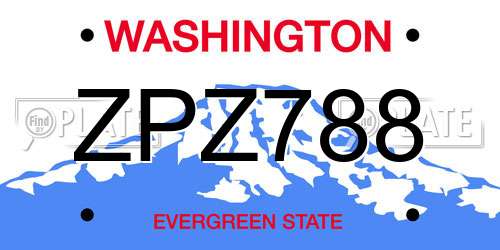 ZPZ788 Washington License Plate