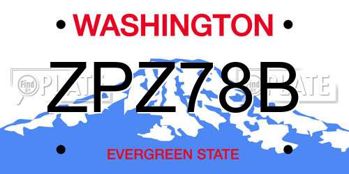 ZPZ78B Washington License Plate