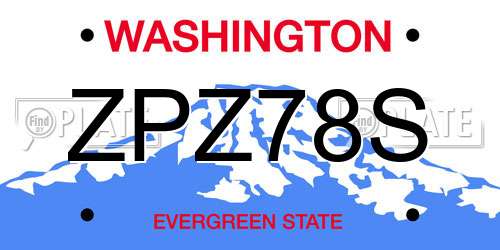 ZPZ78S Washington License Plate