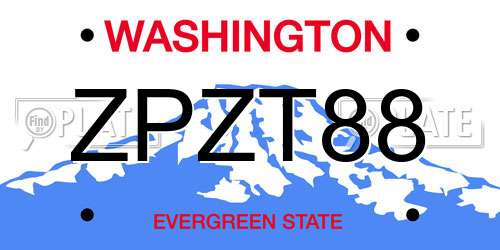 ZPZT88 Washington License Plate