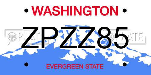 ZPZZ85 Washington License Plate