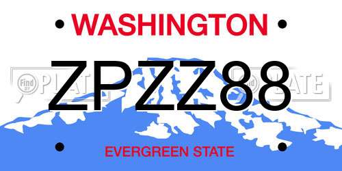 ZPZZ88 Washington License Plate