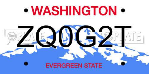 ZQ0G2T Washington License Plate