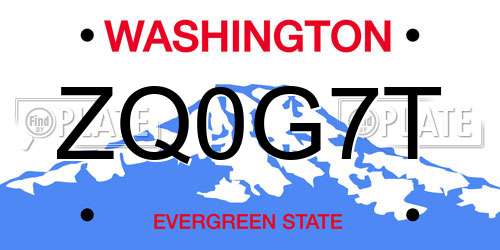 ZQ0G7T Washington License Plate
