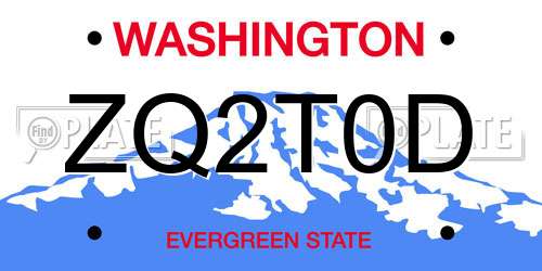 ZQ2T0D Washington License Plate