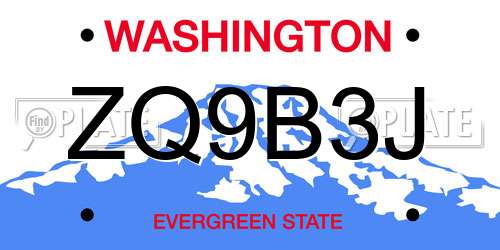 ZQ9B3J Washington License Plate