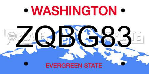 ZQBG83 Washington License Plate