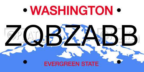 ZQBZABB Washington License Plate