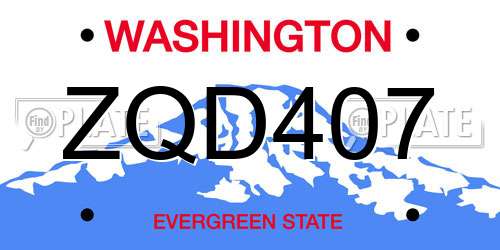 ZQD407 Washington License Plate