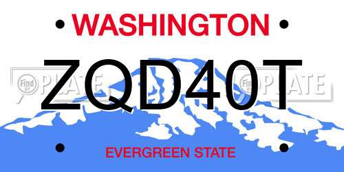 ZQD40T Washington License Plate