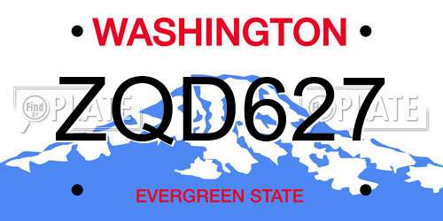 ZQD627 Washington License Plate