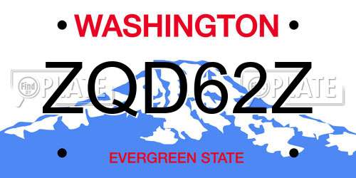ZQD62Z Washington License Plate