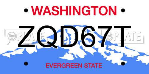 ZQD67T Washington License Plate