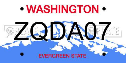 ZQDA07 Washington License Plate