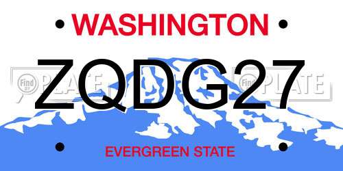 ZQDG27 Washington License Plate