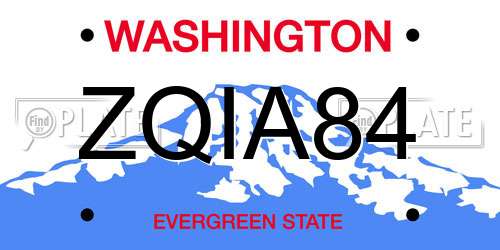 ZQIA84 Washington License Plate