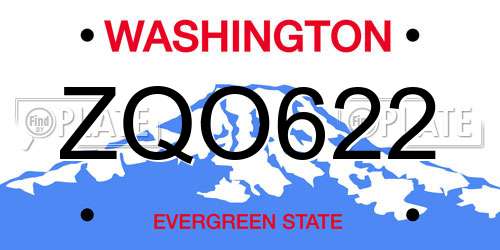 ZQO622 Washington License Plate