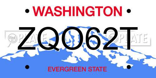 ZQO62T Washington License Plate