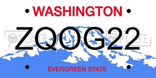 ZQOG22 Washington License Plate