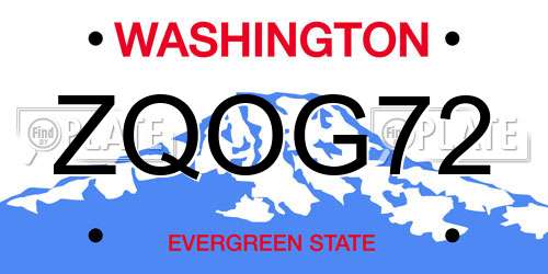 ZQOG72 Washington License Plate
