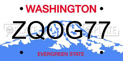 ZQOG77 Washington License Plate
