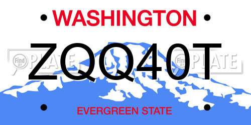 ZQQ40T Washington License Plate