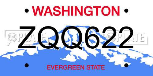 ZQQ622 Washington License Plate