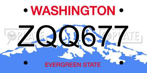 ZQQ677 Washington License Plate
