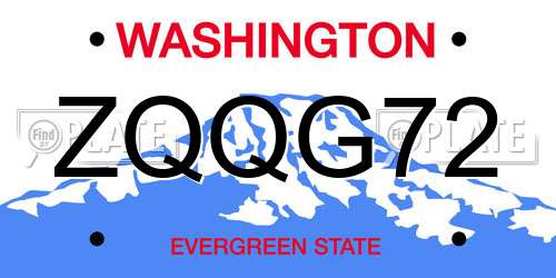 ZQQG72 Washington License Plate