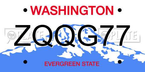 ZQQG77 Washington License Plate