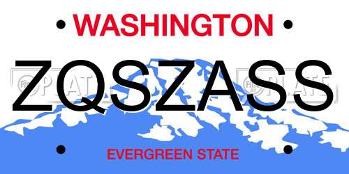 ZQSZASS Washington License Plate