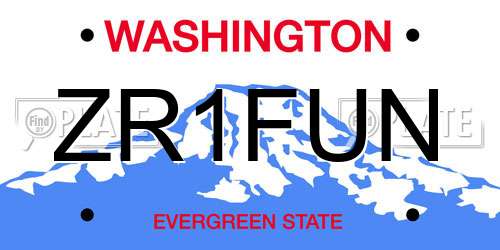 ZR1FUN Washington License Plate