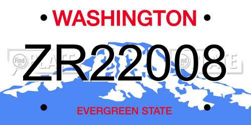ZR22008 Washington License Plate