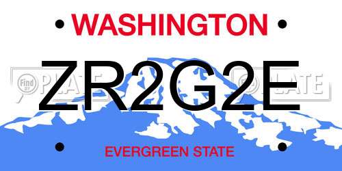 ZR2G2E Washington License Plate