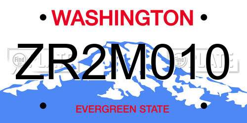 ZR2M010 Washington License Plate
