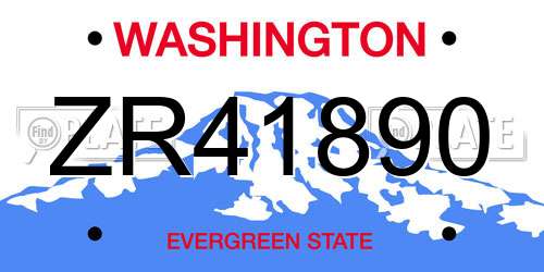ZR41890 Washington License Plate